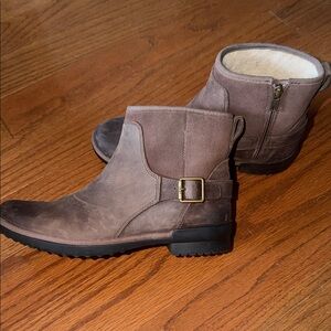 UGG Brown Ankle Boots with Buckle